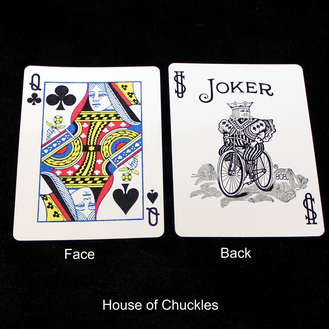 Queen of Clubs / Spades - Mis-Indexed - OFFICIAL - Joker Back Bicycle Gaff Playing Card