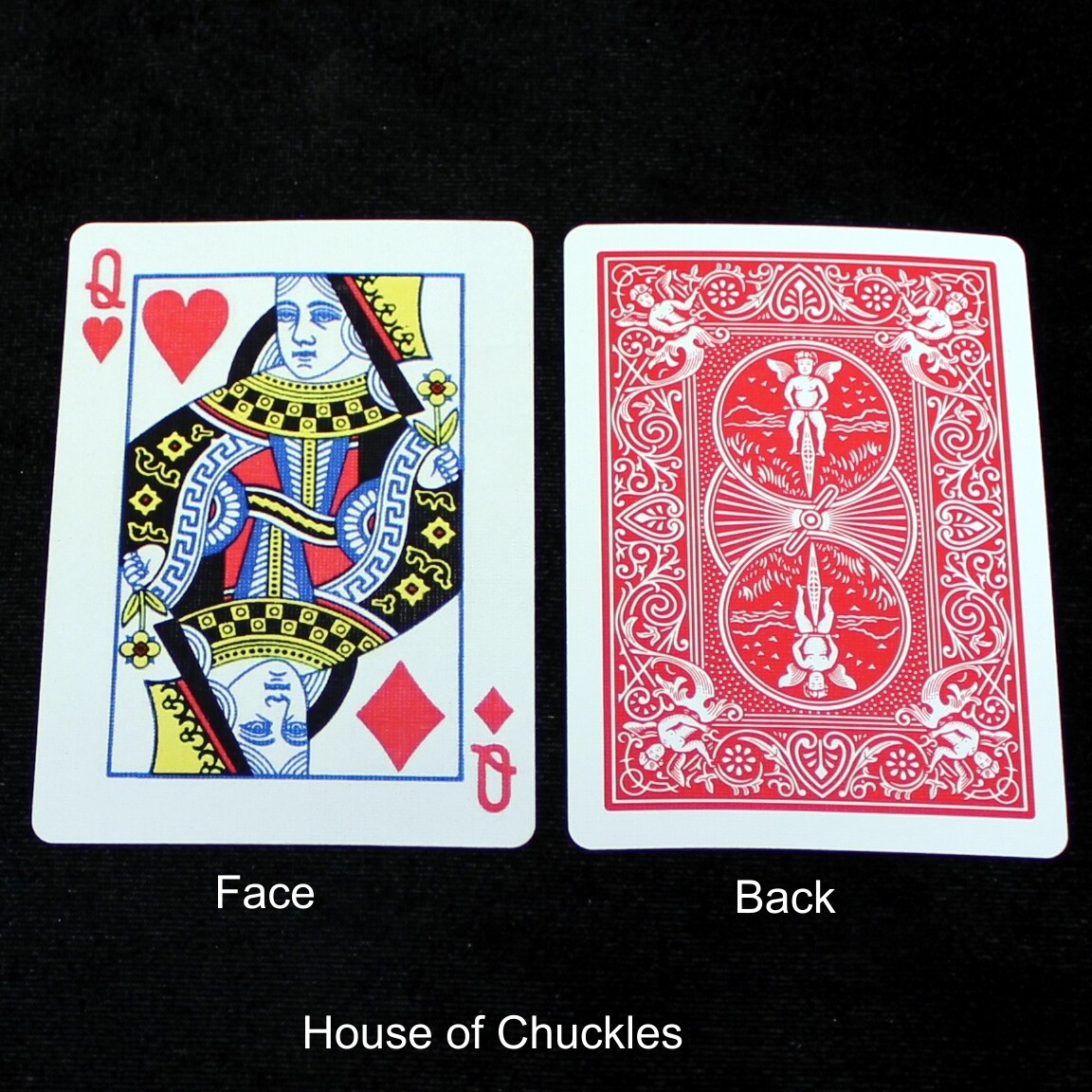 Queen of Hearts / Diamonds - Mis-Indexed - OFFICIAL - Red Back Bicycle Gaff Playing Card