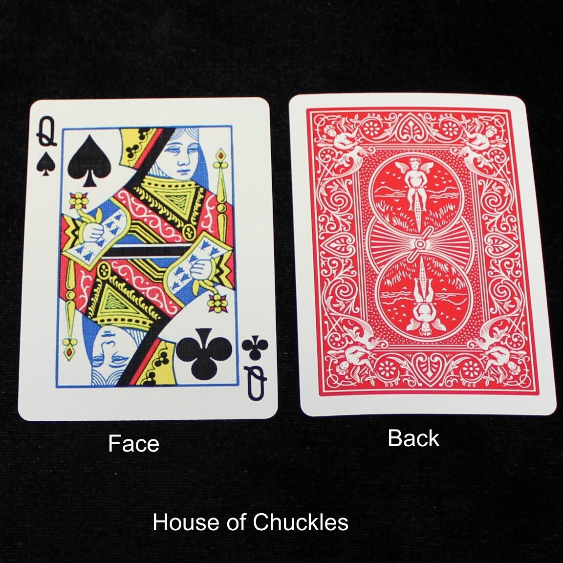 Queen of Spades / Clubs - Mis-Indexed - OFFICIAL - Red Back Bicycle Gaff Playing Card