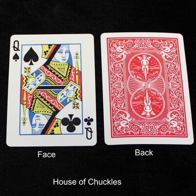 Queen of Spades / Clubs - Mis-Indexed - OFFICIAL - Red Back Bicycle Gaff Playing Card