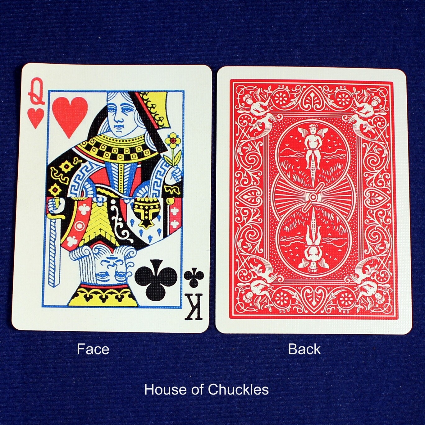 Queen of Hearts / King of Clubs - Half &amp; Half Horizontal - OFFICIAL - Red Back Bicycle Gaff Playing Card