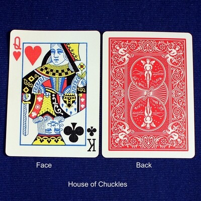 Queen of Hearts / King of Clubs - Half &amp; Half Horizontal - OFFICIAL - Red Back Bicycle Gaff Playing Card