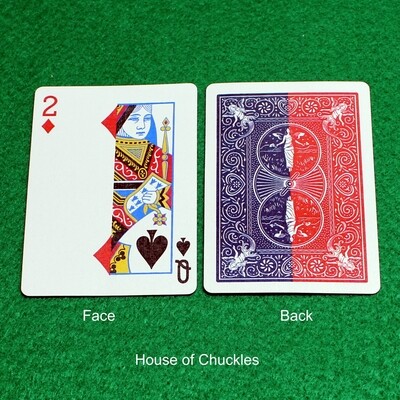 2 of Diamonds Queen of Spades / Red Blue Back - OFFICIAL - Bicycle Gaff Playing Card