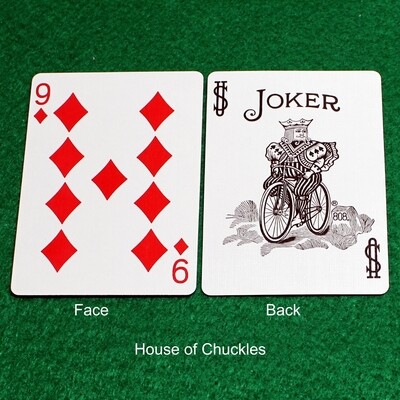 9 of Diamonds / BW Joker - Double Face - OFFICIAL - Red Bicycle Gaff Playing Card