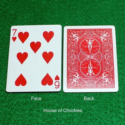 7 of Hearts / 6 - Mis-Indexed - OFFICIAL - Red Bicycle Gaff Playing Card