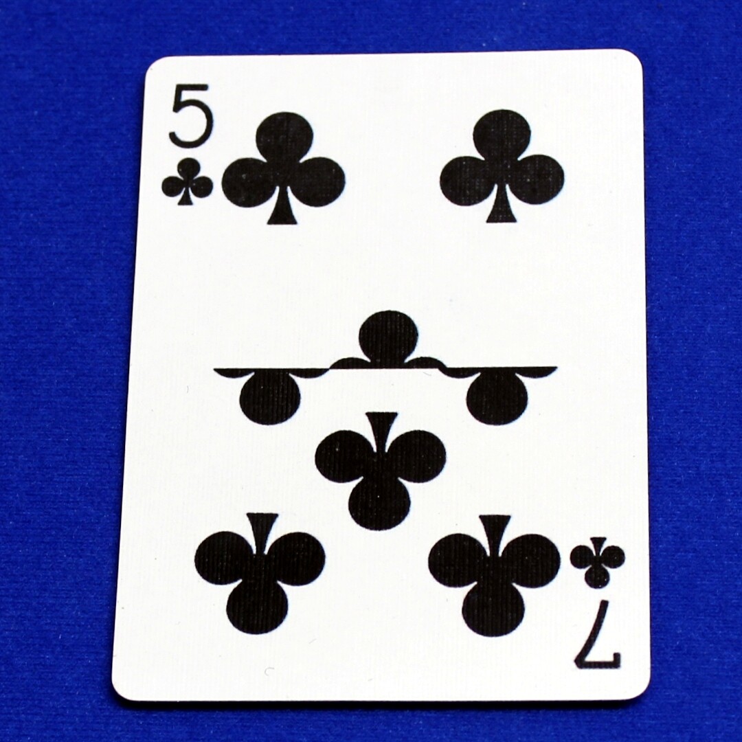 5 of Clubs / 7 - Half &amp; Half Horizontal - Custom Printed Bicycle Gaff Playing Card
