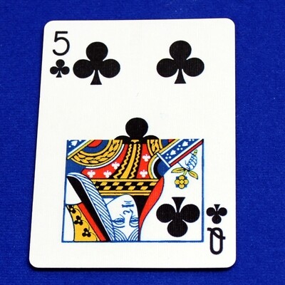 5 of Clubs / Queen - Half &amp; Half Horizontal - Custom Printed Bicycle Gaff Playing Card