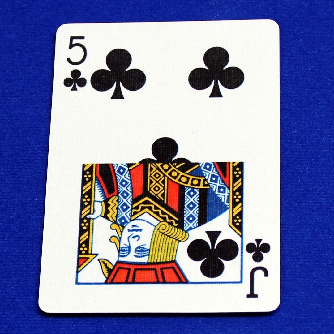 5 of Clubs / Jack - Half &amp; Half Horizontal - Custom Printed Bicycle Gaff Playing Card