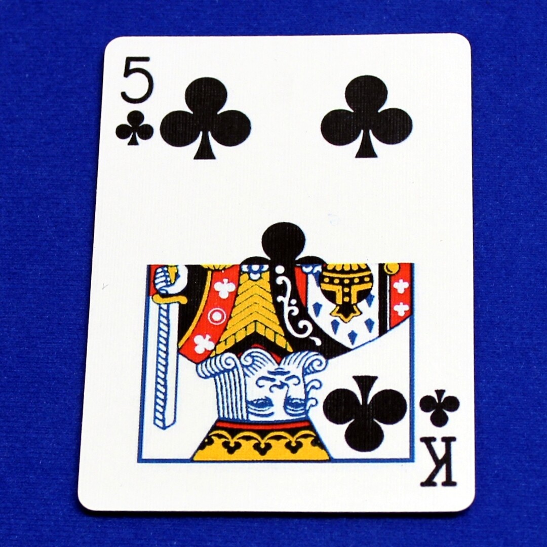 5 of Clubs / King - Half &amp; Half Horizontal - Custom Printed Bicycle Gaff Playing Card