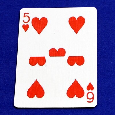 5 of Hearts / 6 - Half &amp; Half Horizontal - Custom Printed Bicycle Gaff Playing Card