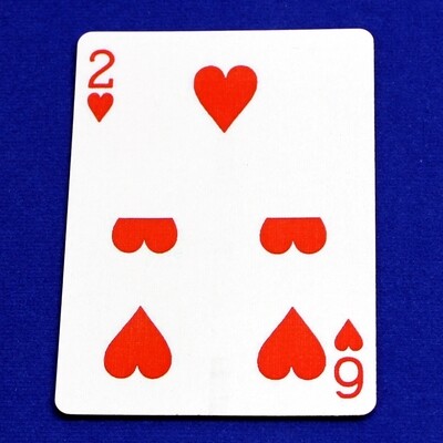 2 of Hearts / 6 - Half &amp; Half Horizontal - Custom Printed Bicycle Gaff Playing Card