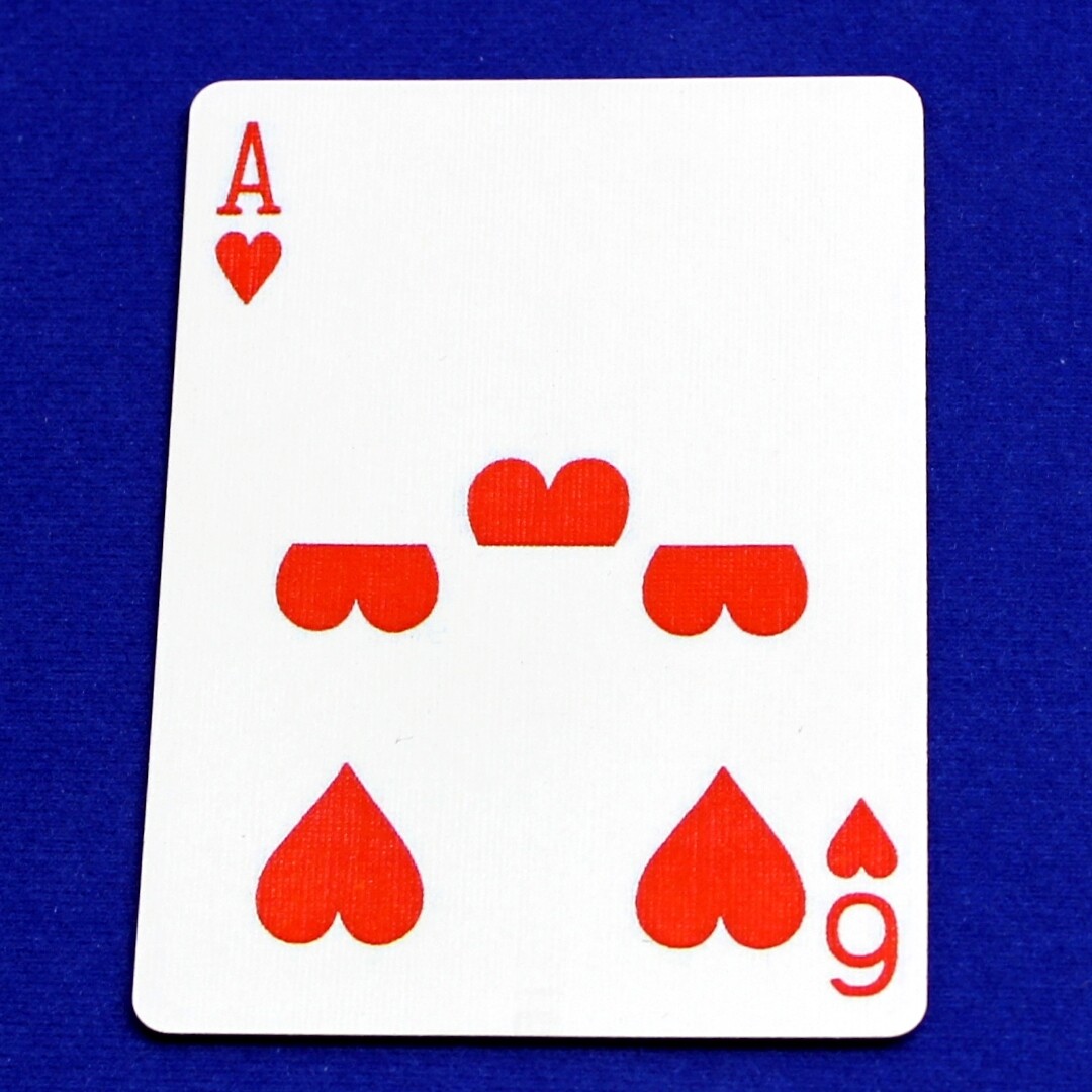 Ace of Hearts / 6 - Half &amp; Half Horizontal - Custom Printed Bicycle Gaff Playing Card