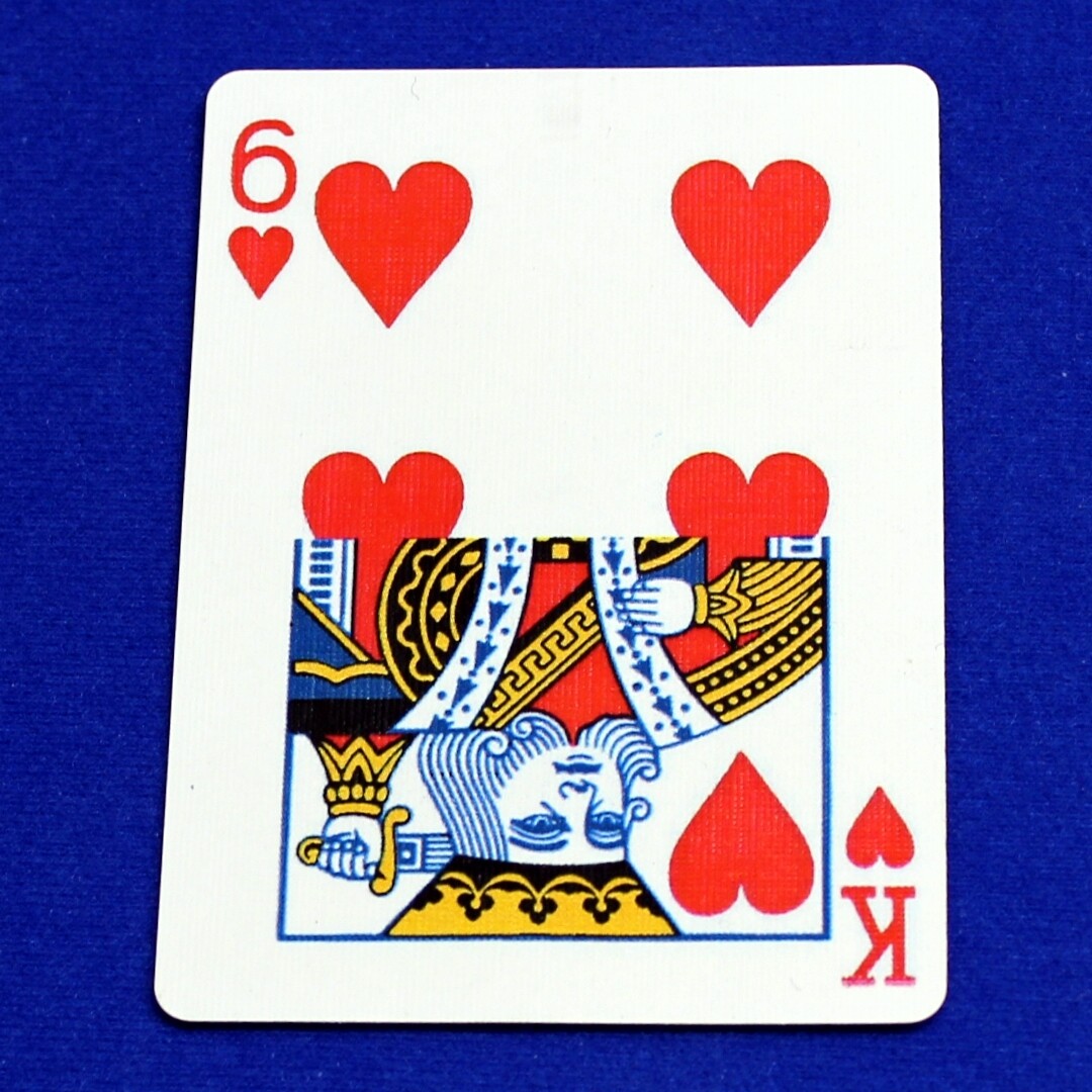 6 of Hearts / King - Half &amp; Half Horizontal - Custom Printed Bicycle Gaff Playing Card