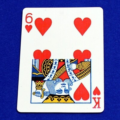6 of Hearts / King - Half &amp; Half Horizontal - Custom Printed Bicycle Gaff Playing Card