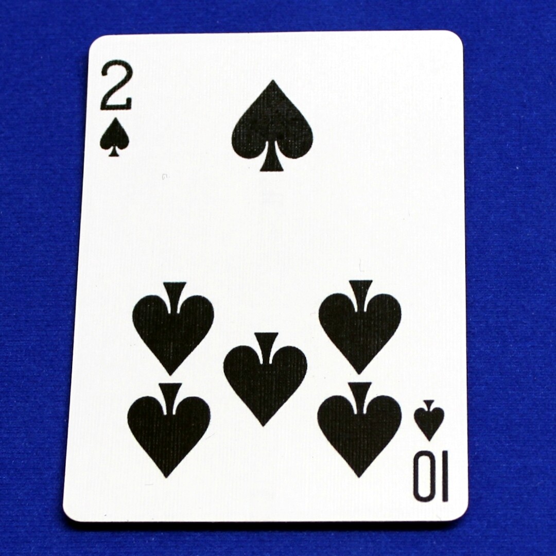 2 of Spades / 10 - Half &amp; Half Horizontal - Custom Printed Bicycle Gaff Playing Card
