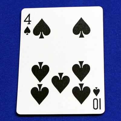 4 of Spades / 10 - Half &amp; Half Horizontal - Custom Printed Bicycle Gaff Playing Card
