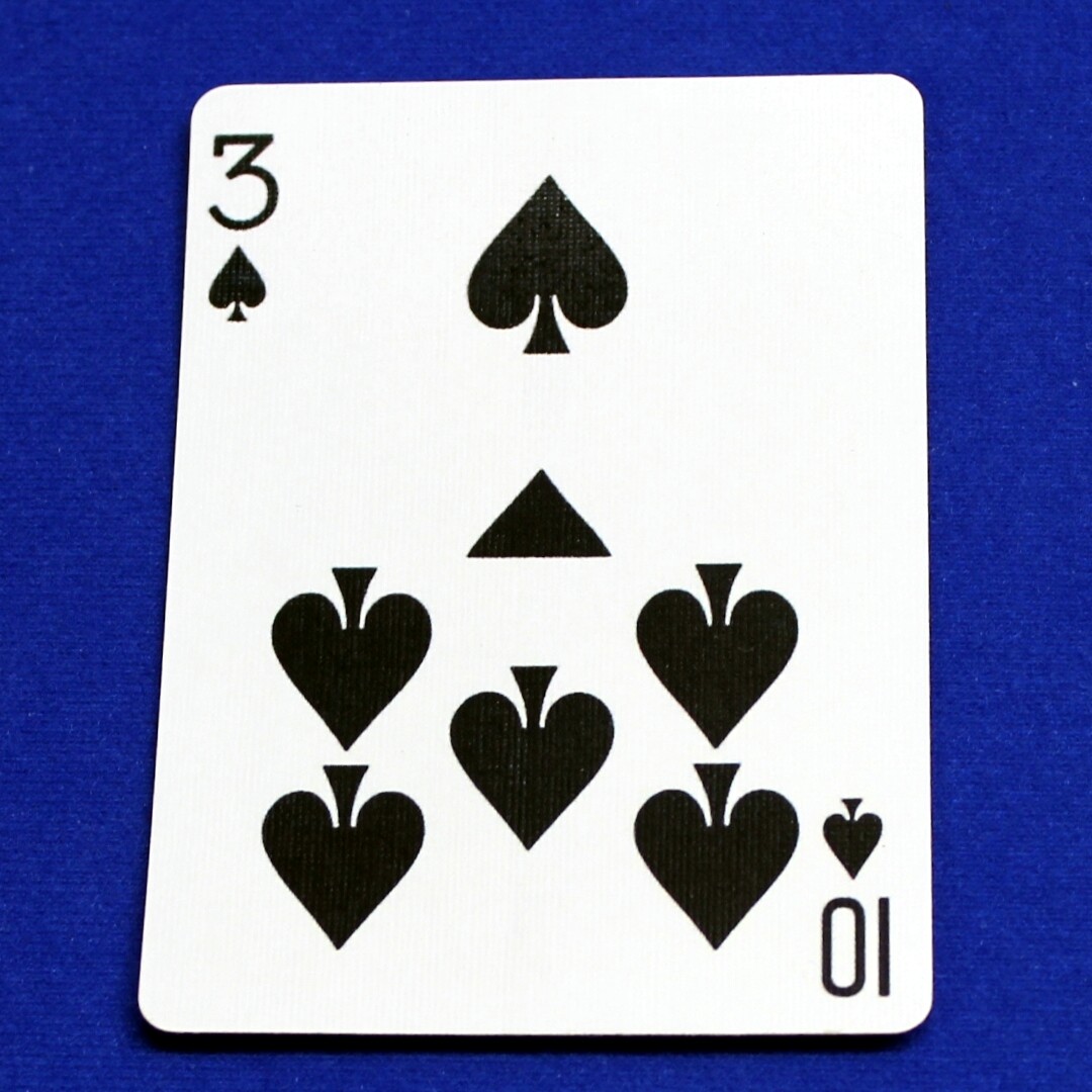 3 of Spades / 10 - Half &amp; Half Horizontal - Custom Printed Bicycle Gaff Playing Card