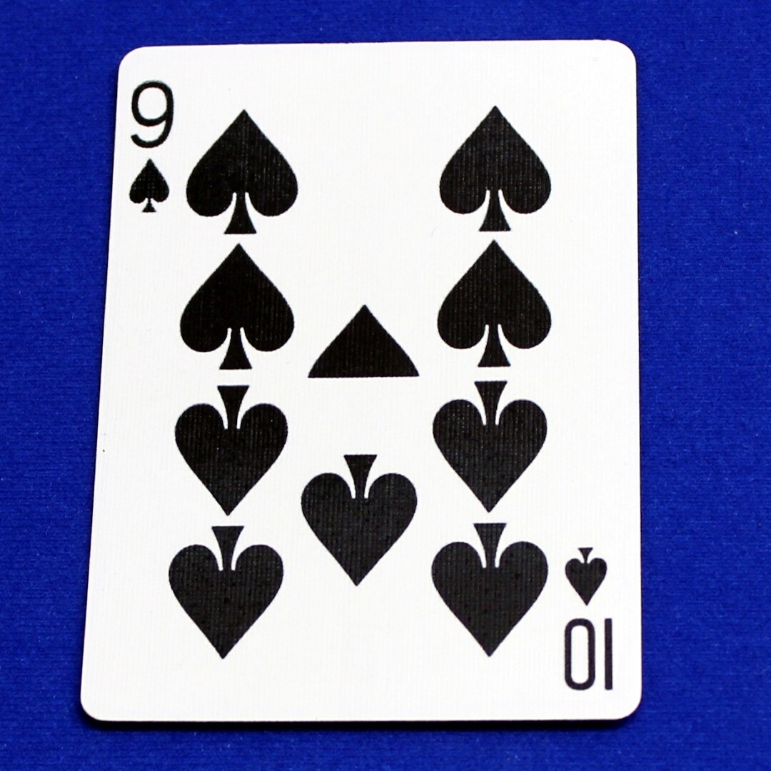 9 of Spades / 10 - Half &amp; Half Horizontal - Custom Printed Bicycle Gaff Playing Card