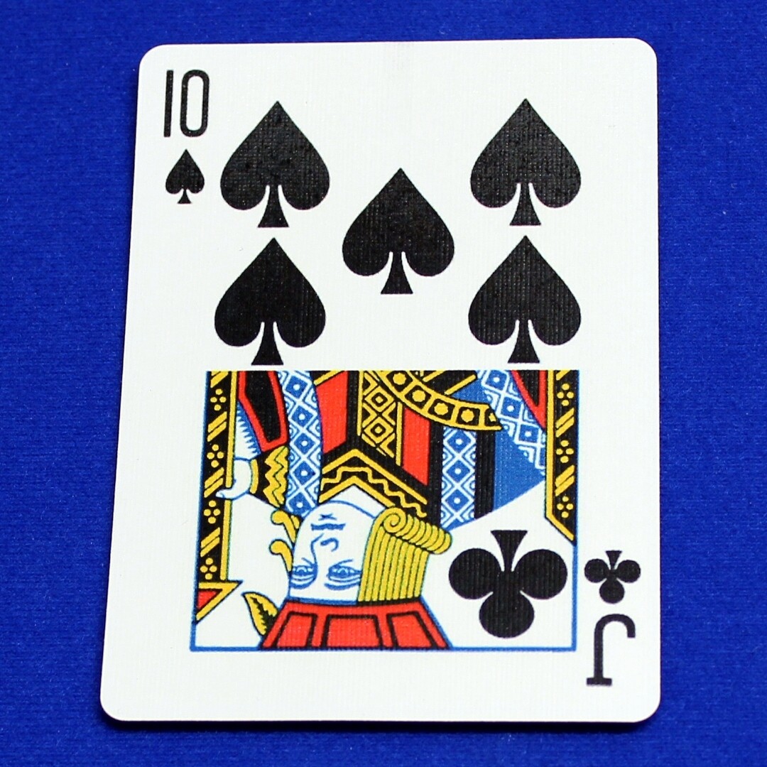 10 of Spades / Jack of Clubs - Half &amp; Half Horizontal - Custom Printed Bicycle Gaff Playing Card