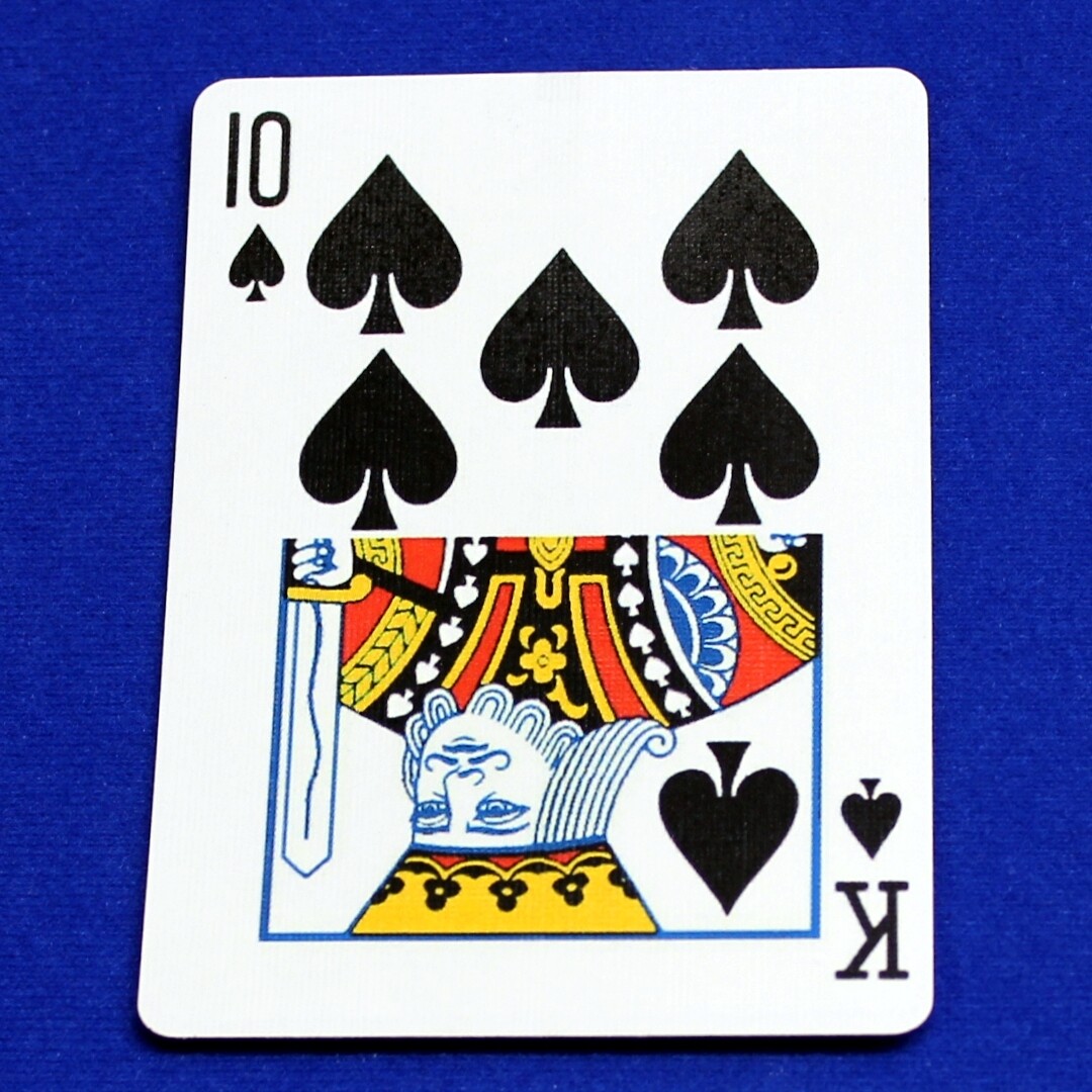 10 of Spades / King - Half &amp; Half Horizontal - Custom Printed Bicycle Gaff Playing Card