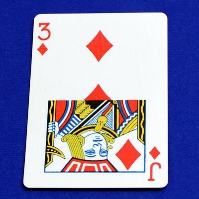 3 of Diamonds / Jack - Half &amp; Half Horizontal - Custom Printed Bicycle Gaff Playing Card