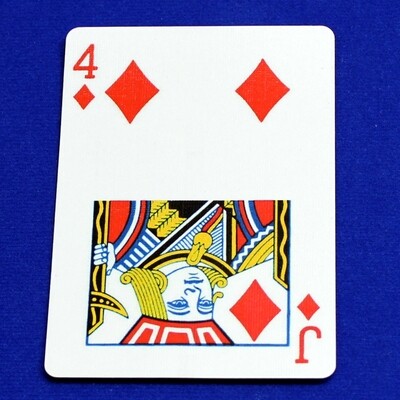 4 of Diamonds / Jack - Half &amp; Half Horizontal - Custom Printed Bicycle Gaff Playing Card