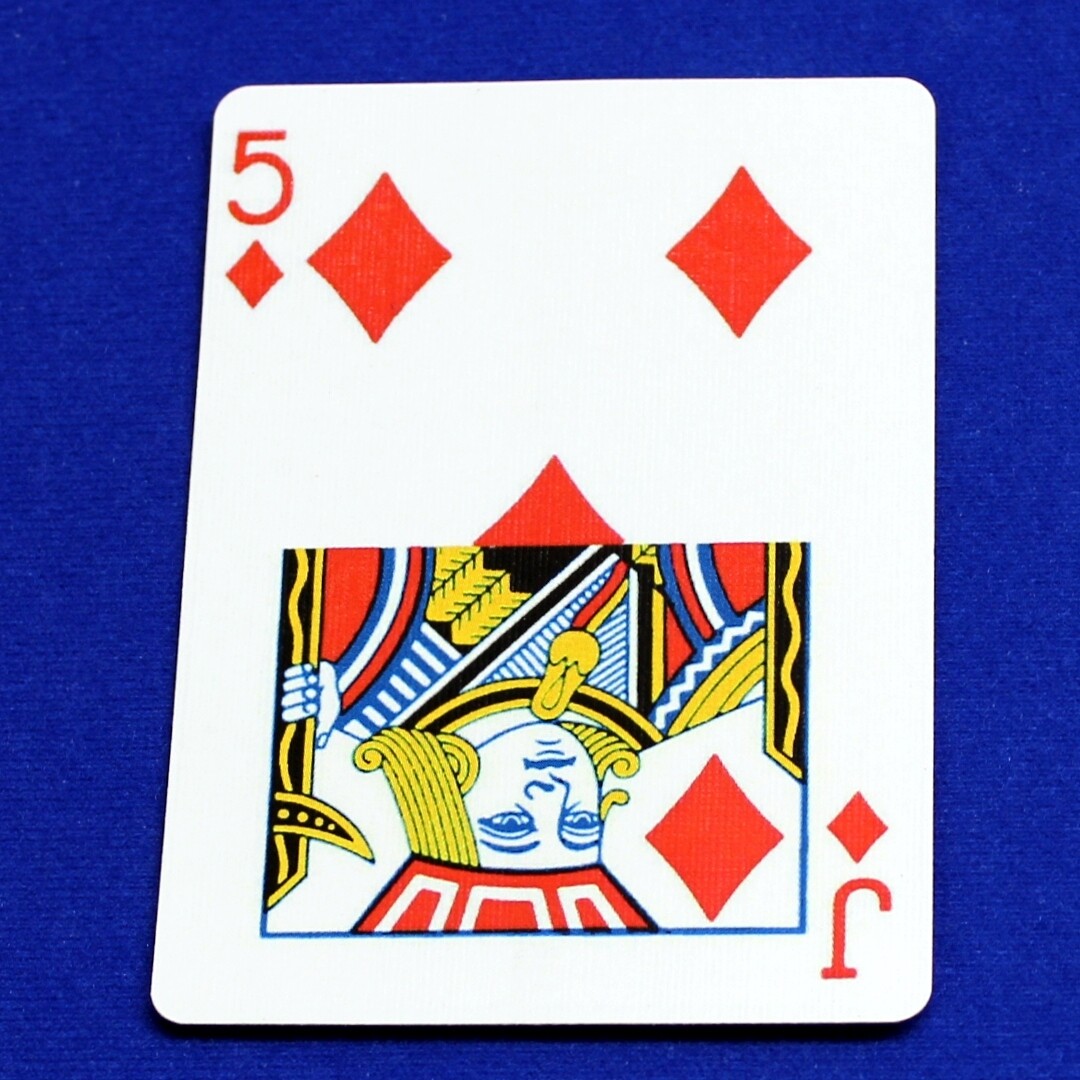 5 of Diamonds / Jack - Half &amp; Half Horizontal - Custom Printed Bicycle Gaff Playing Card