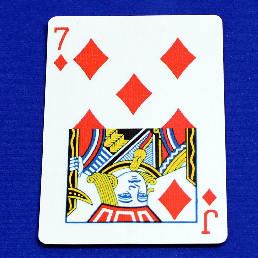 7 of Diamonds / Jack - Half &amp; Half Horizontal - Custom Printed Bicycle Gaff Playing Card