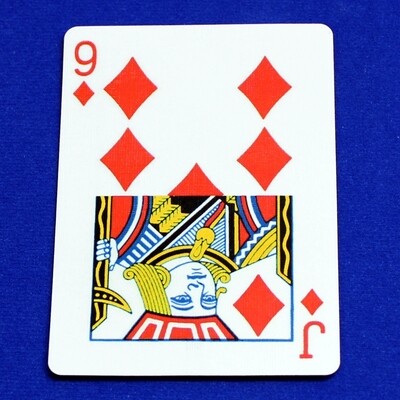 9 of Diamonds / Jack - Half &amp; Half Horizontal - Custom Printed Bicycle Gaff Playing Card