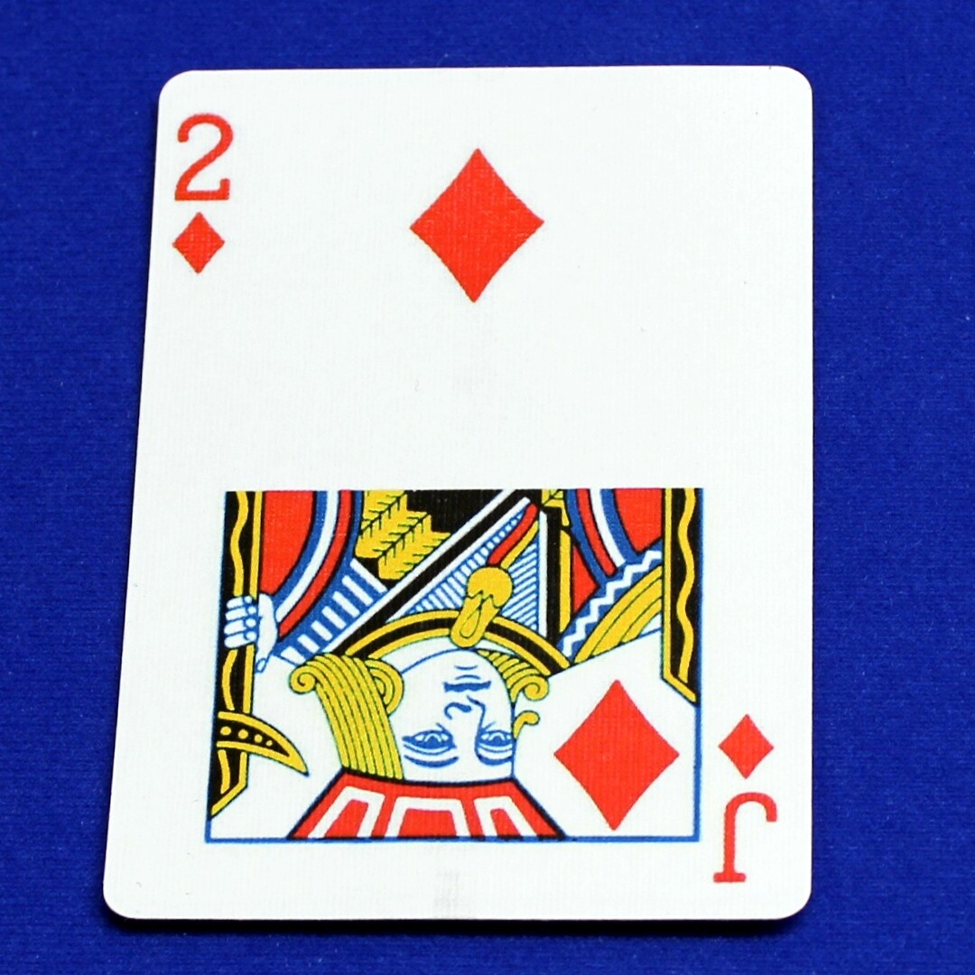 2 of Diamonds / Jack - Half &amp; Half Horizontal - Custom Printed Bicycle Gaff Playing Card