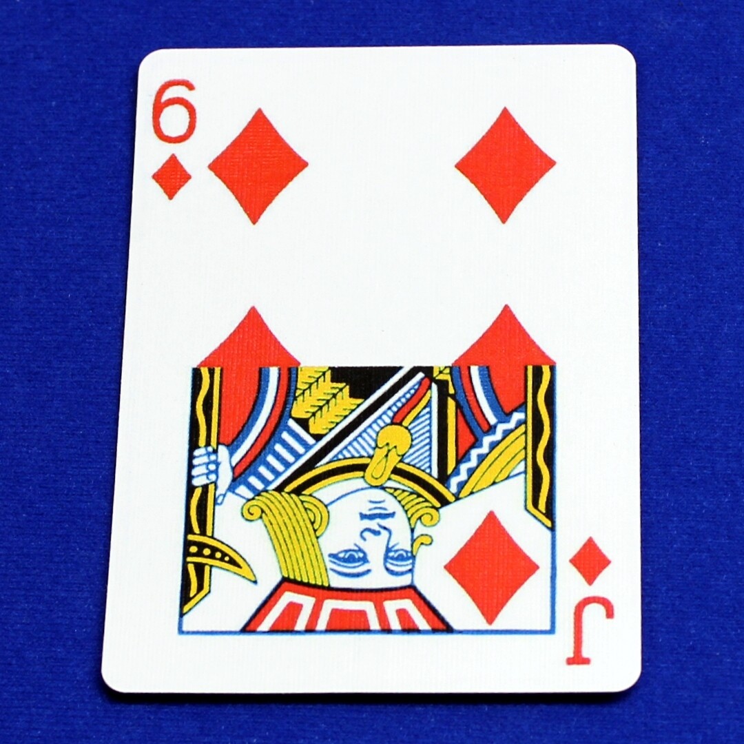 6 of Diamonds / Jack - Half &amp; Half Horizontal - Custom Printed Bicycle Gaff Playing Card