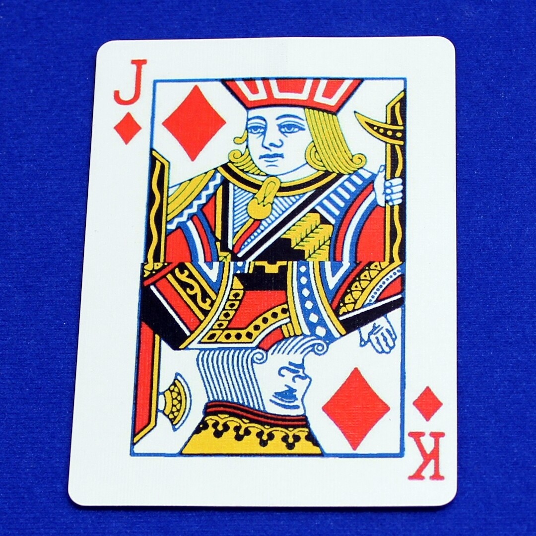 Jack of Diamonds / King - Half &amp; Half Horizontal - Custom Printed Bicycle Gaff Playing Card