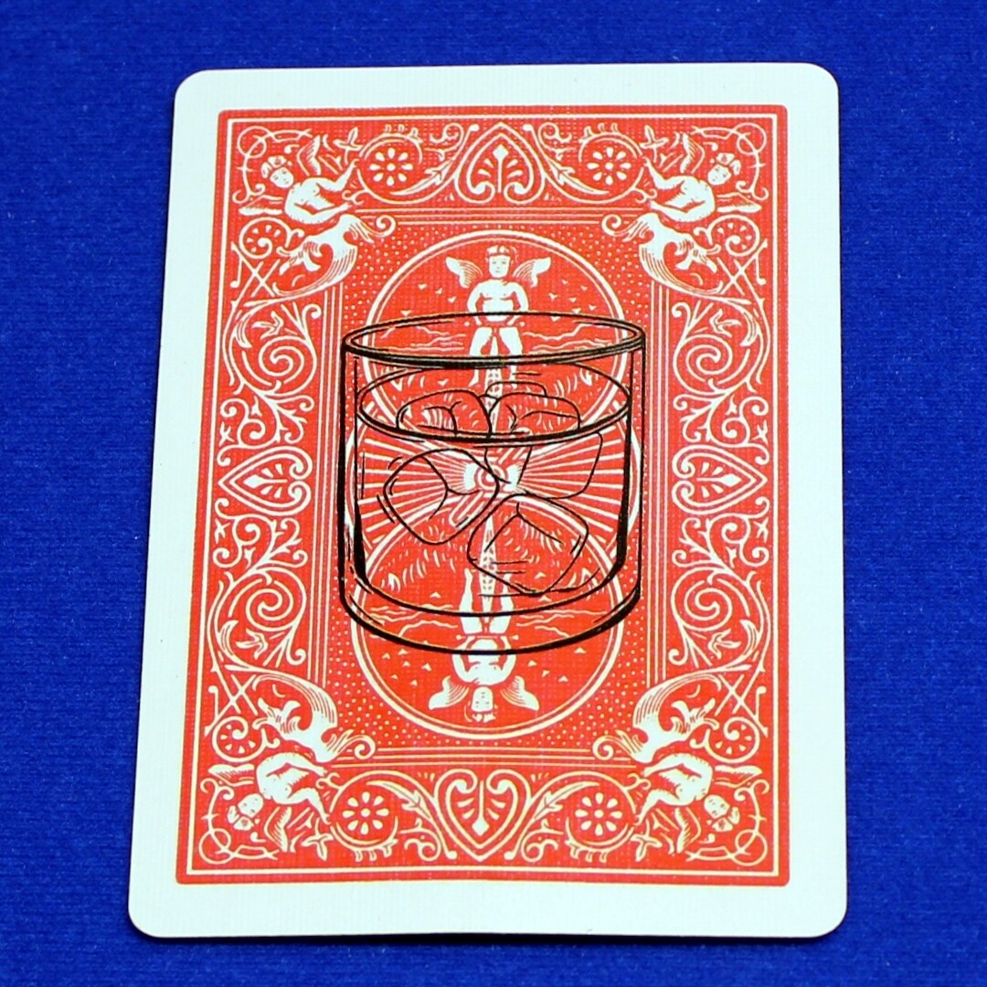 Highball Small on Red Back - Custom Printed Bicycle Gaff Playing Card - BLUE back