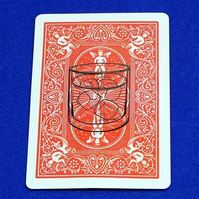 Highball Small on Red Back - Custom Printed Bicycle Gaff Playing Card - BLUE back