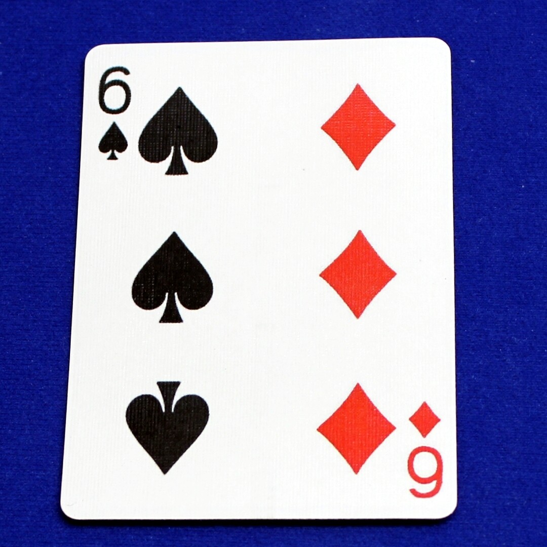 6 of Spades / 6 of Diamonds - Half n Half Vertical - Custom Printed Bicycle Gaff Playing Card