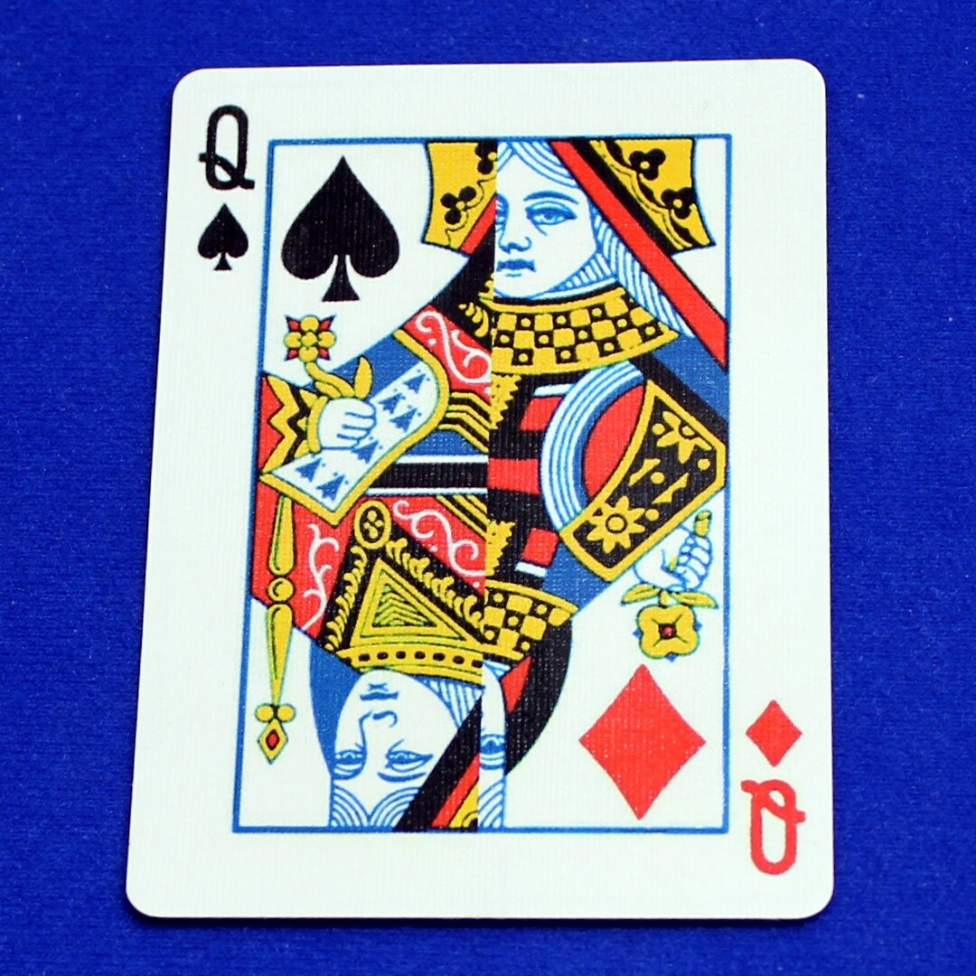 Queen of Spades / Queen of Diamonds - Half n Half Vertical - Custom Printed Bicycle Gaff Playing Card