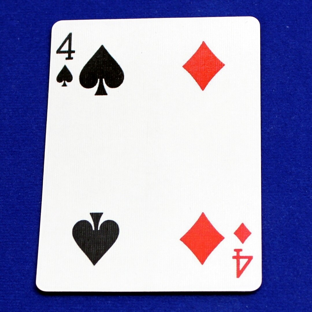 4 of Spades / 4 of Diamonds - Half n Half Vertical - Custom Printed Bicycle Gaff Playing Card