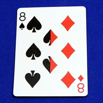 8 of Spades / 8 of Diamonds - Half n Half Vertical - Custom Printed Bicycle Gaff Playing Card