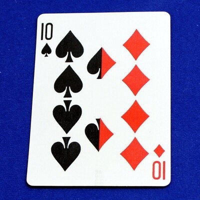 10 of Spades / 10 of Diamonds - Half n Half Vertical - Custom Printed Bicycle Gaff Playing Card