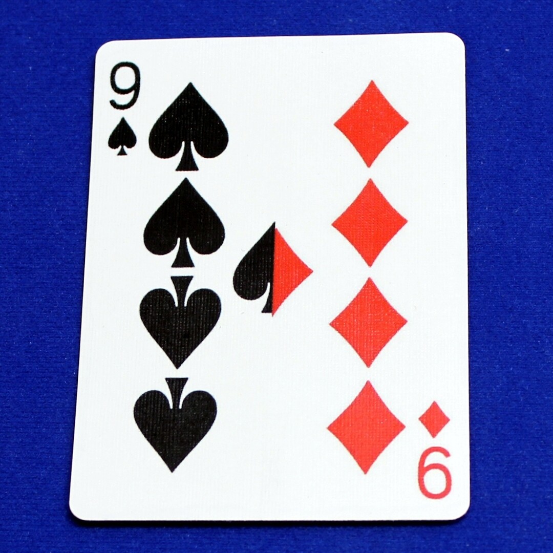 9 of Spades / 9 of Diamonds - Half n Half Vertical - Custom Printed Bicycle Gaff Playing Card