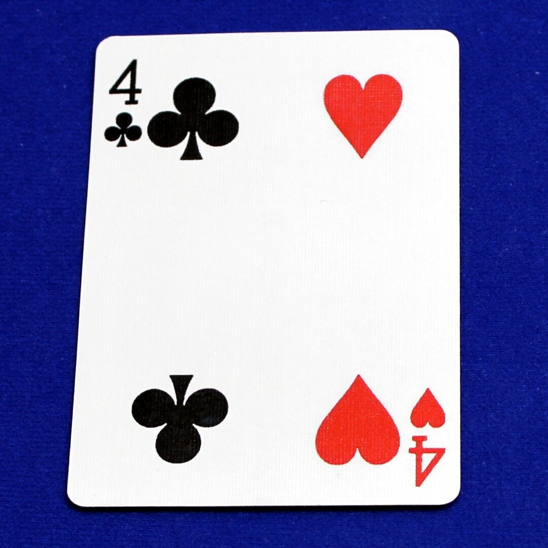 4 of Clubs / 4 of Hearts - Half n Half Vertical - Custom Printed Bicycle Gaff Playing Card