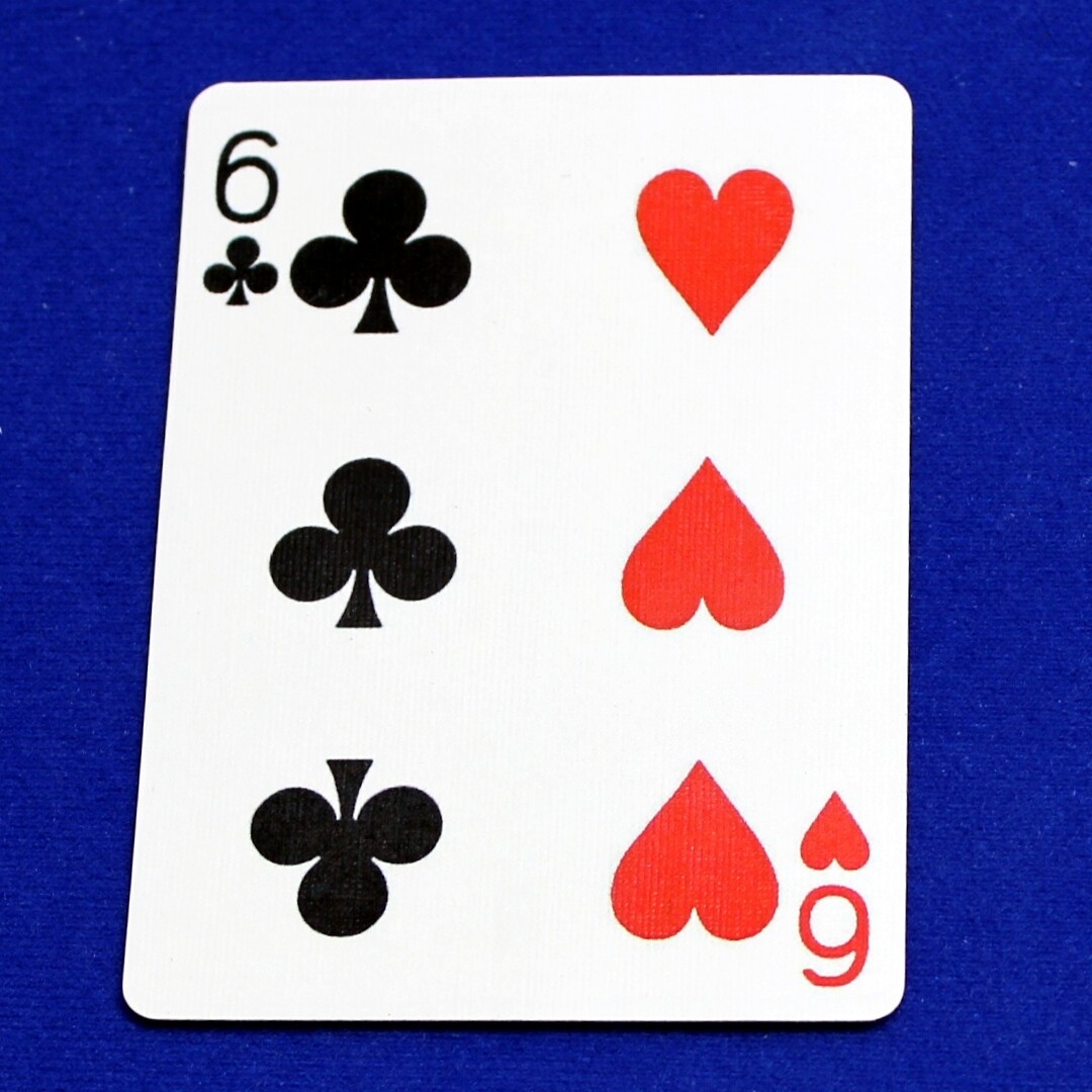 6 of Clubs / 6 of Hearts - Half n Half Vertical - Custom Printed Bicycle Gaff Playing Card