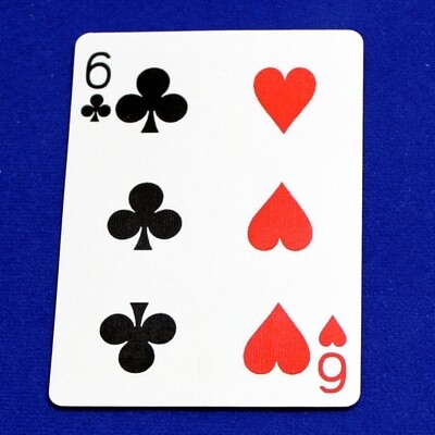 6 of Clubs / 6 of Hearts - Half n Half Vertical - Custom Printed Bicycle Gaff Playing Card