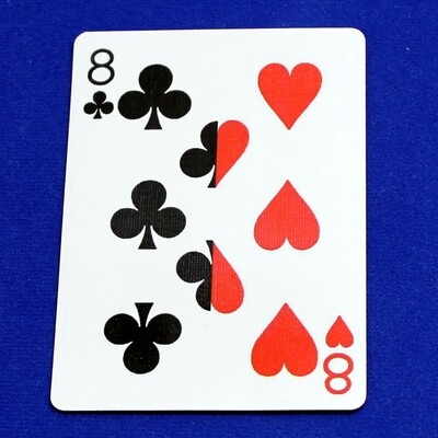 8 of Clubs / 8 of Hearts - Half n Half Vertical - Custom Printed Bicycle Gaff Playing Card