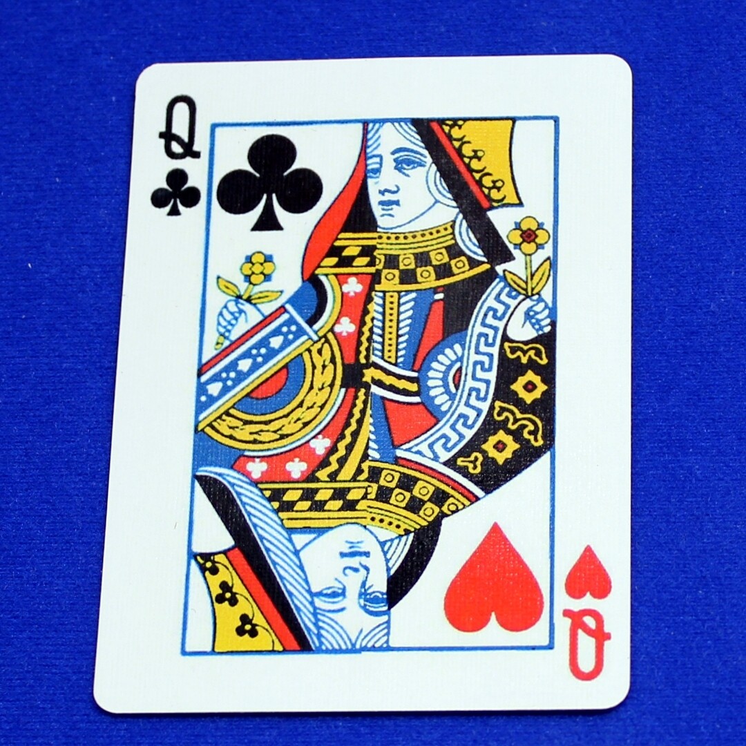 Queen of Clubs / Queen of Hearts - Half n Half Vertical - Custom Printed Bicycle Gaff Playing Card