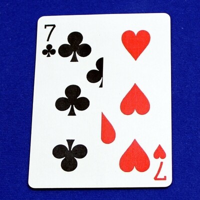 7 of Clubs / 7 of Hearts - Half n Half Vertical - Custom Printed Bicycle Gaff Playing Card