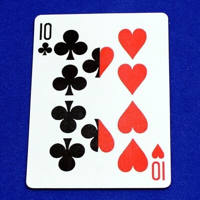 10 of Clubs / 10 of Hearts - Half n Half Vertical - Custom Printed Bicycle Gaff Playing Card