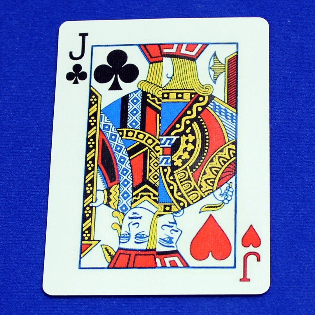 Jack of Clubs / Jack of Hearts - Half n Half Vertical - Custom Printed Bicycle Gaff Playing Card