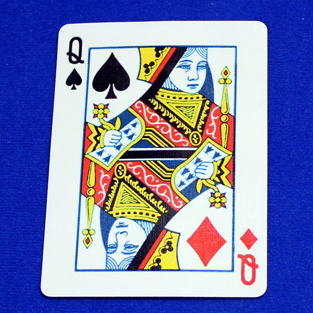 Queen of Spades / Diamonds - Mis-Indexed - Bicycle, Custom Printed Gaff Playing Card