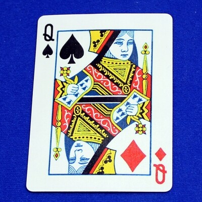 Queen of Spades / Diamonds - Mis-Indexed - Bicycle, Custom Printed Gaff Playing Card
